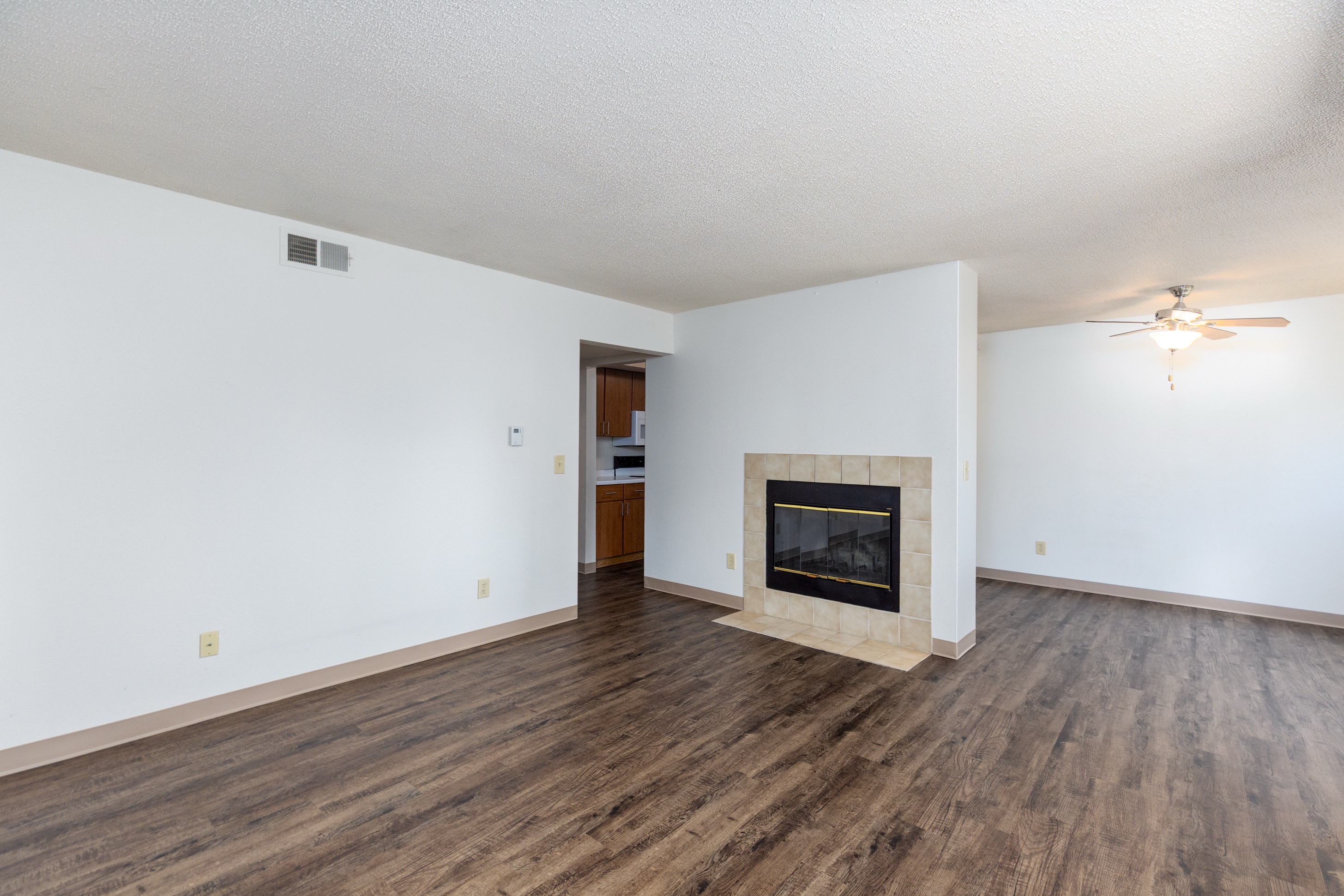 Living room with fireplace